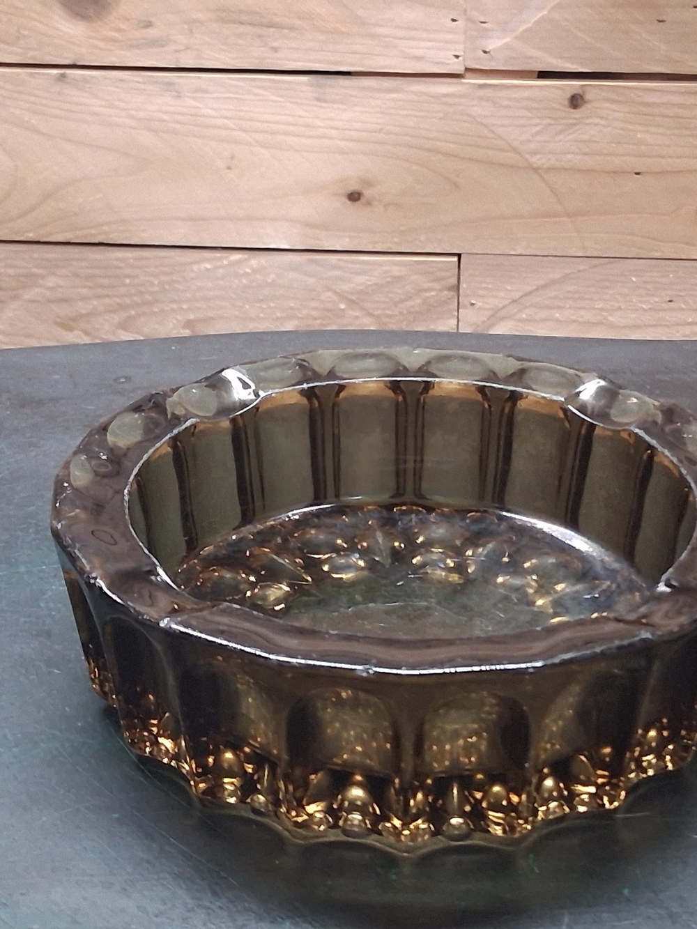 Vintage Smoky Gray Bubble Ashtray